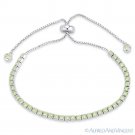 2.8mm Faux Peridot Green CZ Crystal Bolo Tennis Bracelet in .925 Sterling Silver