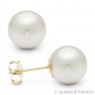 Cream White Cultured Freshwater Pearl Pushback Stud Earrings in 14k Yellow Gold Cream White Cultured Freshwater Pearl Pushback Stud Earrings in 14k Yellow Gold