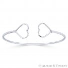 Double Heart Love Charm Open-Cuff Fashion Bangle Bracelet in 925 Sterling Silver Double Heart Love Charm Open-Cuff Fashion Bangle Bracelet in 925 Sterling Silver