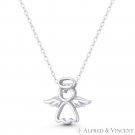 Winged Cherub Guardian Angel .925 Sterling Silver 15x16mm Baby Baptismal Pendant