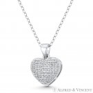 Bubble Heart CZ Crystal Love Charm .925 Sterling Silver Rhodium 17x12mm Pendant Bubble Heart CZ Crystal Love Charm .925 Sterling Silver Rhodium 17x12mm Pendant