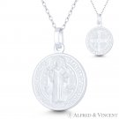 St. Benedict of Nursia & Cross 925 Sterling Silver Reversible 20mm Medal Pendant