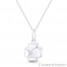4-Leaf Clover Shamrock Irish Celtic Luck Charm .925 Sterling Silver 22mm Pendant