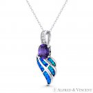 Guardian Angel Eagle Bird Wing .925 Sterling Silver Lab Opal CZ Crystal Pendant Guardian Angel Eagle Bird Wing .925 Sterling Silver Lab Opal CZ Crystal Pendant