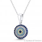 Evil Eye CZ & Nano Crystal .925 Sterling Silver Greek Turkish Luck Charm Pendant
