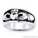 Claddagh Hands & Heart Irish Celtic Charm .925 Sterling Silver Love Promise Ring Claddagh Hands & Heart Irish Celtic Charm .925 Sterling Silver Love Promise Ring