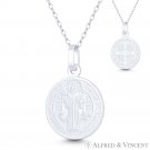 St. Benedict of Nursia & Cross 925 Sterling Silver Reversible 18mm Medal Pendant