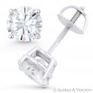 Round Cut Forever Classic Moissanite 14k White Gold 4Pr Screwback Stud Earrings