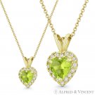 Heart Love Charm Faux Peridot Green CZ Crystal 12x8mm Pendant in 14k Yellow Gold Heart Love Charm Faux Peridot Green CZ Crystal 12x8mm Pendant in 14k Yellow Gold
