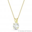 Solitaire Round Brilliant CZ Crystal 14k Yellow Gold Rabbit-Ear 10mmx6mm Pendant Solitaire Round Brilliant CZ Crystal 14k Yellow Gold Rabbit-Ear 10mmx6mm Pendant