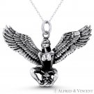 Swimsuit Winged Arch Angel Demon's Head Biker Bling .925 Sterling Silver Pendant