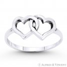 8x13mm Locked Double-Heart Charm Oxidized .925 Sterling Silver Love Promise Ring 8x13mm Locked Double-Heart Charm Oxidized .925 Sterling Silver Love Promise Ring