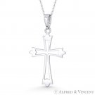 St. Thomas Botonee Budded Cathedral Cross Solid 14k White Gold Necklace Pendant St. Thomas Botonee Budded Cathedral Cross Solid 14k White Gold Necklace Pendant