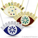 Evil Eye w Lashes CZ Crystal Pendant Turkish Greek .925 Sterling Silver Necklace Evil Eye w Lashes CZ Crystal Pendant Turkish Greek .925 Sterling Silver Necklace