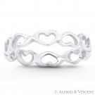 3.5mm Heart Love Charm Ring Stackable Eternity Band in Solid 925 Sterling Silver 3.5mm Heart Love Charm Ring Stackable Eternity Band in Solid 925 Sterling Silver