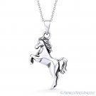 Rearing Mustang Stallion Horse 925 Sterling Silver Animal Charm Necklace Pendant Rearing Mustang Stallion Horse 925 Sterling Silver Animal Charm Necklace Pendant