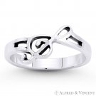 G-Clef Musical Symbol Musician Charm Statement Ring Band in 925 Sterling Silver G-Clef Musical Symbol Musician Charm Statement Ring Band in 925 Sterling Silver