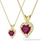 Heart Love Charm Faux Ruby Red CZ Crystal Pave 12x8mm Pendant in 14k Yellow Gold Heart Love Charm Faux Ruby Red CZ Crystal Pave 12x8mm Pendant in 14k Yellow Gold