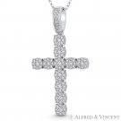 Multi-Cluster Cross CZ Crystal .925 Sterling Silver & Rhodium Religious Pendant