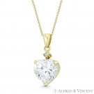 Heart-Shaped & Round Clear CZ Crystal 14k Yellow Gold 20x9mm Love Charm Pendant