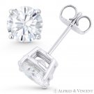 Round Cut Forever Brilliant Moissanite 14k White Gold 4Pr Pushback Stud Earrings