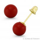 3to8mm Red Coral Ball Studs Screwback-Bell Stud Earrings in 14k 14kt Yellow Gold 3to8mm Red Coral Ball Studs Screwback-Bell Stud Earrings in 14k 14kt Yellow Gold
