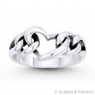 Heart Curb Link Splitshank Band 925 Sterling Silver Love Friendship Promise Ring Heart Curb Link Splitshank Band 925 Sterling Silver Love Friendship Promise Ring