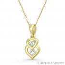 Double-Heart Love Charm Round Cut CZ Crystal 15mmx7mm Pendant in 14k Yellow Gold Double-Heart Love Charm Round Cut CZ Crystal 15mmx7mm Pendant in 14k Yellow Gold