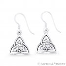 Trinity-Knot Irish / Celtic Charm Dangling Hook Earrings in 925 Sterling Silver