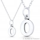Tiny Number "0" Zero 16x8mm Charm Pendant in Oxidized Solid .925 Sterling Silver