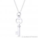 Skeleton Key-to-Heart Love Charm Pendant & Chain Necklace in 925 Sterling Silver Skeleton Key-to-Heart Love Charm Pendant & Chain Necklace in 925 Sterling Silver