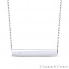 CZ Crystal Inset Long-Rectangle Bar ID Pendant & Necklace in 925 Sterling Silver