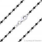 2mm Catena Ball Bead Italy .925 Sterling Silver Black Rhodium PVD Chain Necklace 2mm Catena Ball Bead Italy .925 Sterling Silver Black Rhodium PVD Chain Necklace