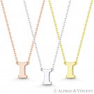 Initial Letter "I" 14k Rose White Yellow Gold Alphabet Pendant & Chain Necklace