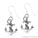 Ship Anchor & Rope .925 Sterling Silver Sailor Luck Charm Dangling Hook Earrings Ship Anchor & Rope .925 Sterling Silver Sailor Luck Charm Dangling Hook Earrings