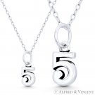 Tiny Number "5" Five 15x6mm Charm Pendant in Oxidized Solid .925 Sterling Silver Tiny Number "5" Five 15x6mm Charm Pendant in Oxidized Solid .925 Sterling Silver