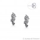Seahorse Ocean Sealife Animal Charm Oxidized .925 Sterling Silver Stud Earrings