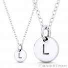 Initial Letter "L" 11mmx8mm Tiny Round Disc .925 Sterling Silver Charm / Pendant Initial Letter "L" 11mmx8mm Tiny Round Disc .925 Sterling Silver Charm / Pendant