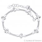 Double-Row Curb & Rings Link w/ 4mm Ball Bead .925 Sterling Silver Chain Anklet Double-Row Curb & Rings Link w/ 4mm Ball Bead .925 Sterling Silver Chain Anklet