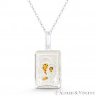 Mother Mary, Baby Jesus, & Greek Key Enamel Pendant in .925 Sterling Silver Mother Mary, Baby Jesus, & Greek Key Enamel Pendant in .925 Sterling Silver