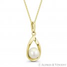 6mm Freshwater Pearl Open-Design Tear-Drop Real 14k Yellow Gold Necklace Pendant 6mm Freshwater Pearl Open-Design Tear-Drop Real 14k Yellow Gold Necklace Pendant
