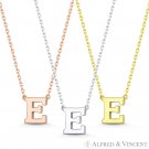 Initial Letter "E" 14k Rose White Yellow Gold Alphabet Pendant & Chain Necklace Initial Letter "E" 14k Rose White Yellow Gold Alphabet Pendant & Chain Necklace