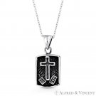 Latin Cross Dog Tag Christian Pendant & Necklace in Oxidized 925 Sterling Silver Latin Cross Dog Tag Christian Pendant & Necklace in Oxidized 925 Sterling Silver