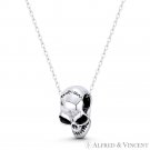 Skull Skeleton Head 3D Halloween Charm Oxidized 925 Sterling Silver 17mm Pendant Skull Skeleton Head 3D Halloween Charm Oxidized 925 Sterling Silver 17mm Pendant
