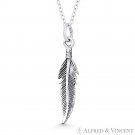 Eagle Wing Feather 32x7mm Native American Pendant Oxidized .925 Sterling Silver