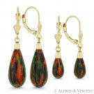 Fiery Black Lab Opal 14k Yellow Gold Leverback-Post Tear-Drop Dangling Earrings Fiery Black Lab Opal 14k Yellow Gold Leverback-Post Tear-Drop Dangling Earrings