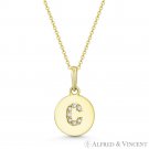 Initial Letter "C" CZ Crystal 14k Yellow Gold 15x9mm Round Disc Necklace Pendant Initial Letter "C" CZ Crystal 14k Yellow Gold 15x9mm Round Disc Necklace Pendant