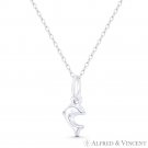 Hollow Dolphin Animal Charm 3D Reversible Italy 925 Sterling Silver mm Pendant