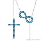 Cross & Infinity Symbol 8 Charm Nano CZ Crystal .925 Sterling Silver Y-Necklace Cross & Infinity Symbol 8 Charm Nano CZ Crystal .925 Sterling Silver Y-Necklace