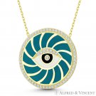 Evil Eye Spiral Enamel CZ Crystal Luck Pendant .925 Sterling Silver Necklace Evil Eye Spiral Enamel CZ Crystal Luck Pendant .925 Sterling Silver Necklace